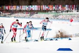 25.02.2021, Oberstdorf, Germany (GER): Janosch Brugger (GER), Sergey Ustiugov (RSF), Maicol Rastelli (ITA), Alexander Terentev (RSF), Emil Iversen (NOR), (l-r) - FIS nordic world ski championships cross-country, individual sprint, Oberstdorf (GER). www.nordicfocus.com. © Modica/NordicFocus. Every downloaded picture is fee-liable.