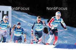 25.02.2021, Oberstdorf, Germany (GER): Johanna Hagstroem (SWE), Jasmi Joensuu (FIN), Jessie Diggins (USA), Anna Svendsen (NOR), (l-r) - FIS nordic world ski championships cross-country, individual sprint, Oberstdorf (GER). www.nordicfocus.com. © Modica/NordicFocus. Every downloaded picture is fee-liable.