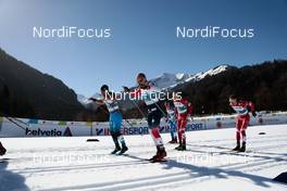 25.02.2021, Oberstdorf, Germany (GER): Richard Jouve (FRA), Paal Golberg (NOR), Gleb Retivykh (RSF), Sergey Ustiugov (RSF), (l-r) - FIS nordic world ski championships cross-country, individual sprint, Oberstdorf (GER). www.nordicfocus.com. © Thibaut/NordicFocus. Every downloaded picture is fee-liable.