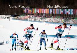 25.02.2021, Oberstdorf, Germany (GER): Johannes Hoesflot Klaebo (NOR), Valentin Chauvin (FRA), Marcus Grate (SWE), Erik Valnes (NOR), (l-r) - FIS nordic world ski championships cross-country, individual sprint, Oberstdorf (GER). www.nordicfocus.com. © Modica/NordicFocus. Every downloaded picture is fee-liable.