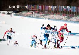 25.02.2021, Oberstdorf, Germany (GER): Paal Golberg (NOR), Jovian Hediger (SUI), Alexander Bolshunov (RSF), (l-r) - FIS nordic world ski championships cross-country, individual sprint, Oberstdorf (GER). www.nordicfocus.com. © Modica/NordicFocus. Every downloaded picture is fee-liable.