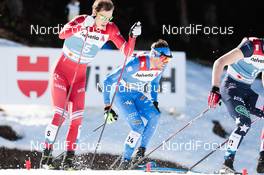 25.02.2021, Oberstdorf, Germany (GER): Gleb Retivykh (RSF), Francesco De Fabiani (ITA), Ben Ogden (USA), (l-r) - FIS nordic world ski championships cross-country, individual sprint, Oberstdorf (GER). www.nordicfocus.com. © Modica/NordicFocus. Every downloaded picture is fee-liable.