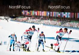 25.02.2021, Oberstdorf, Germany (GER): Valentin Chauvin (FRA), Marcus Grate (SWE), Johannes Hoesflot Klaebo (NOR), Ristomatti Hakola (FIN), Erik Valnes (NOR), (l-r) - FIS nordic world ski championships cross-country, individual sprint, Oberstdorf (GER). www.nordicfocus.com. © Modica/NordicFocus. Every downloaded picture is fee-liable.