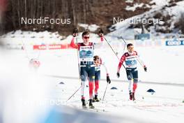 25.02.2021, Oberstdorf, Germany (GER): Johannes Hoesflot Klaebo (NOR), Haavard Solaas Taugboel (NOR), (l-r) - FIS nordic world ski championships cross-country, individual sprint, Oberstdorf (GER). www.nordicfocus.com. © Modica/NordicFocus. Every downloaded picture is fee-liable.