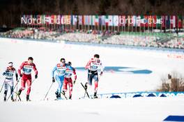 25.02.2021, Oberstdorf, Germany (GER): Janosch Brugger (GER), Sergey Ustiugov (RSF), Maicol Rastelli (ITA), Alexander Terentev (RSF), Emil Iversen (NOR), (l-r) - FIS nordic world ski championships cross-country, individual sprint, Oberstdorf (GER). www.nordicfocus.com. © Modica/NordicFocus. Every downloaded picture is fee-liable.
