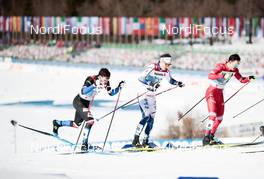 25.02.2021, Oberstdorf, Germany (GER): Michal Novak (CZE), Johan Haeggstroem (SWE), Alexander Terentev (RSF), (l-r) - FIS nordic world ski championships cross-country, individual sprint, Oberstdorf (GER). www.nordicfocus.com. © Modica/NordicFocus. Every downloaded picture is fee-liable.