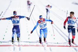 25.02.2021, Oberstdorf, Germany (GER): Joni Maki (FIN), Federico Pellegrino (ITA), Haavard Solaas Taugboel (NOR), (l-r) - FIS nordic world ski championships cross-country, individual sprint, Oberstdorf (GER). www.nordicfocus.com. © Thibaut/NordicFocus. Every downloaded picture is fee-liable.