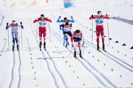 25.02.2021, Oberstdorf, Germany (GER): Oskar Svensson (SWE), Alexander Terentev (RSF), Emil Iversen (NOR), Sergey Ustiugov (RSF), (l-r) - FIS nordic world ski championships cross-country, individual sprint, Oberstdorf (GER). www.nordicfocus.com. © Thibaut/NordicFocus. Every downloaded picture is fee-liable.