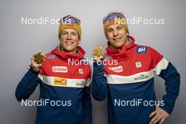 28.02.2021, Oberstdorf, Germany (GER): Erik Valnes (NOR), Johannes Hoesflot Klaebo (NOR), (l-r)  - FIS nordic world ski championships cross-country, medals, Oberstdorf (GER). www.nordicfocus.com. © Vianney Thibaut/NordicFocus. Every downloaded picture is fee-liable.
