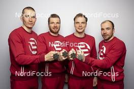 25.02.2021, Oberstdorf, Germany (GER): Alexander Bolshunov (RSF), Artem Maltsev (RSF), Ivan Yakimushkin (RSF), Alexey Chervotkin (RSF), (l-r)  - FIS nordic world ski championships cross-country, medals, Oberstdorf (GER). www.nordicfocus.com. © Modica/NordicFocus. Every downloaded picture is fee-liable.