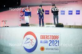 27.02.2021, Oberstdorf, Germany (GER): Maiken Caspersen Falla (NOR), Jonna Sundling (SWE), Anamarija Lampic (SLO), (l-r)  - FIS nordic world ski championships cross-country, medals, Oberstdorf (GER). www.nordicfocus.com. © Thibaut/NordicFocus. Every downloaded picture is fee-liable.
