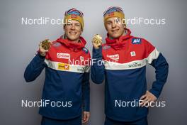 28.02.2021, Oberstdorf, Germany (GER): Erik Valnes (NOR), Johannes Hoesflot Klaebo (NOR), (l-r)  - FIS nordic world ski championships cross-country, medals, Oberstdorf (GER). www.nordicfocus.com. © Vianney Thibaut/NordicFocus. Every downloaded picture is fee-liable.