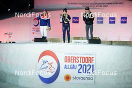 27.02.2021, Oberstdorf, Germany (GER): Maiken Caspersen Falla (NOR), Jonna Sundling (SWE), Anamarija Lampic (SLO), (l-r)  - FIS nordic world ski championships cross-country, medals, Oberstdorf (GER). www.nordicfocus.com. © Thibaut/NordicFocus. Every downloaded picture is fee-liable.
