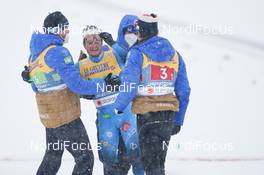 05.03.2021, Oberstdorf, Germany (GER): Maurice Manificat (FRA), Jules Lapierre (FRA), Hugo Lapalus (FRA), (l-r)  - FIS nordic world ski championships cross-country, 4x10km men, Oberstdorf (GER). www.nordicfocus.com. © Thibaut/NordicFocus. Every downloaded picture is fee-liable.