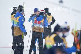 05.03.2021, Oberstdorf, Germany (GER): Maurice Manificat (FRA), Jules Lapierre (FRA), Clement Parisse (FRA), Hugo Lapalus (FRA), (l-r)  - FIS nordic world ski championships cross-country, 4x10km men, Oberstdorf (GER). www.nordicfocus.com. © Thibaut/NordicFocus. Every downloaded picture is fee-liable.