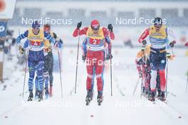 05.03.2021, Oberstdorf, Germany (GER): Ristomatti Hakola (FIN), Alexey Chervotkin (RSF), Paal Golberg (NOR) - FIS nordic world ski championships cross-country, 4x10km men, Oberstdorf (GER). www.nordicfocus.com. © Thibaut/NordicFocus. Every downloaded picture is fee-liable.
