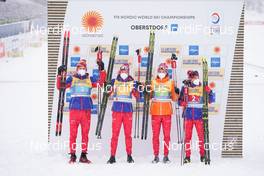 05.03.2021, Oberstdorf, Germany (GER): Alexander Bolshunov (RSF), Artem Maltsev (RSF), Ivan Yakimushkin (RSF), Alexey Chervotkin (RSF), (l-r)  - FIS nordic world ski championships cross-country, 4x10km men, Oberstdorf (GER). www.nordicfocus.com. © Thibaut/NordicFocus. Every downloaded picture is fee-liable.
