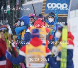 05.03.2021, Oberstdorf, Germany (GER): Jens Burman (SWE), Oskar Svensson (SWE), (l-r)  - FIS nordic world ski championships cross-country, 4x10km men, Oberstdorf (GER). www.nordicfocus.com. © Thibaut/NordicFocus. Every downloaded picture is fee-liable.