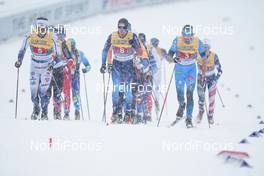05.03.2021, Oberstdorf, Germany (GER): Johan Haeggstroem (SWE), Beda Klee (SUI), Hugo Lapalus (FRA), (l-r)  - FIS nordic world ski championships cross-country, 4x10km men, Oberstdorf (GER). www.nordicfocus.com. © Thibaut/NordicFocus. Every downloaded picture is fee-liable.