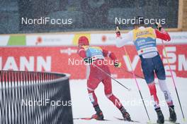 05.03.2021, Oberstdorf, Germany (GER): Alexander Bolshunov (RSF), Johannes Hoesflot Klaebo (NOR), (l-r)  - FIS nordic world ski championships cross-country, 4x10km men, Oberstdorf (GER). www.nordicfocus.com. © Thibaut/NordicFocus. Every downloaded picture is fee-liable.