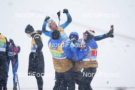 05.03.2021, Oberstdorf, Germany (GER): Maurice Manificat (FRA), Jules Lapierre (FRA), Clement Parisse (FRA), Hugo Lapalus (FRA), (l-r)  - FIS nordic world ski championships cross-country, 4x10km men, Oberstdorf (GER). www.nordicfocus.com. © Thibaut/NordicFocus. Every downloaded picture is fee-liable.