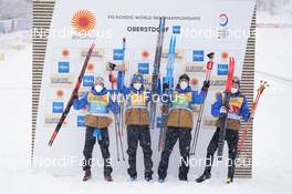 05.03.2021, Oberstdorf, Germany (GER): Jules Lapierre (FRA), Clement Parisse (FRA), Maurice Manificat (FRA), Hugo Lapalus (FRA), (l-r)  - FIS nordic world ski championships cross-country, 4x10km men, Oberstdorf (GER). www.nordicfocus.com. © Thibaut/NordicFocus. Every downloaded picture is fee-liable.