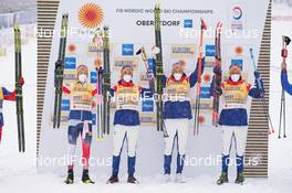 05.03.2021, Oberstdorf, Germany (GER): Johannes Hoesflot Klaebo (NOR), Hans Christer Holund (NOR), Emil Iversen (NOR), Paal Golberg (NOR), (l-r)  - FIS nordic world ski championships cross-country, 4x10km men, Oberstdorf (GER). www.nordicfocus.com. © Thibaut/NordicFocus. Every downloaded picture is fee-liable.