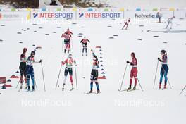 04.03.2021, Oberstdorf, Germany (GER): Dahria Beatty (CAN), Johanna Matintalo (FIN), Heidi Weng (NOR), Petra Novakova (CZE), Yulia Stupak (RSF), Nadine Faehndrich (SUI), (l-r)  - FIS nordic world ski championships cross-country, 4x5km women, Oberstdorf (GER). www.nordicfocus.com. © Modica/NordicFocus. Every downloaded picture is fee-liable.