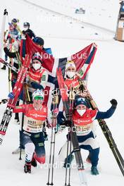 04.03.2021, Oberstdorf, Germany (GER): Tiril Udnes Weng (NOR), Heidi Weng (NOR), Therese Johaug (NOR), Helene Marie Fossesholm (NOR), (l-r)  - FIS nordic world ski championships cross-country, 4x5km women, Oberstdorf (GER). www.nordicfocus.com. © Modica/NordicFocus. Every downloaded picture is fee-liable.