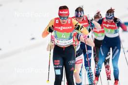 04.03.2021, Oberstdorf, Germany (GER): Katharina Hennig (GER), Sadie Maubet Bjornsen (USA), Johanna Matintalo (FIN), Nadine Faehndrich (SUI), (l-r)  - FIS nordic world ski championships cross-country, 4x5km women, Oberstdorf (GER). www.nordicfocus.com. © Modica/NordicFocus. Every downloaded picture is fee-liable.
