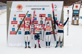 04.03.2021, Oberstdorf, Germany (GER): Therese Johaug (NOR), Tiril Udnes Weng (NOR), Heidi Weng (NOR), (l-r)  - FIS nordic world ski championships cross-country, 4x5km women, Oberstdorf (GER). www.nordicfocus.com. © Modica/NordicFocus. Every downloaded picture is fee-liable.