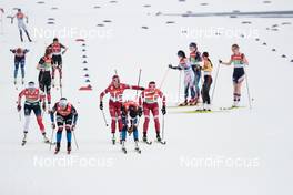 04.03.2021, Oberstdorf, Germany (GER): Tiril Udnes Weng (NOR), Heidi Weng (NOR), Petra Novakova (CZE), Katerina Razymova (CZE), Yulia Stupak (RSF), (l-r)  - FIS nordic world ski championships cross-country, 4x5km women, Oberstdorf (GER). www.nordicfocus.com. © Modica/NordicFocus. Every downloaded picture is fee-liable.