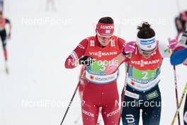 04.03.2021, Oberstdorf, Germany (GER): Yulia Stupak (RSF), Heidi Weng (NOR), (l-r)  - FIS nordic world ski championships cross-country, 4x5km women, Oberstdorf (GER). www.nordicfocus.com. © Modica/NordicFocus. Every downloaded picture is fee-liable.