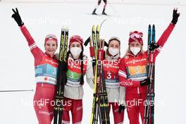 04.03.2021, Oberstdorf, Germany (GER): Natalia Nepryaeva (RSF), Yulia Stupak (RSF), Yana Kirpichenko (RSF), Tatiana Sorina (RSF), (l-r)  - FIS nordic world ski championships cross-country, 4x5km women, Oberstdorf (GER). www.nordicfocus.com. © Modica/NordicFocus. Every downloaded picture is fee-liable.