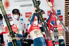 04.03.2021, Oberstdorf, Germany (GER): Tiril Udnes Weng (NOR), Therese Johaug (NOR), Heidi Weng (NOR), Helene Marie Fossesholm (NOR), (l-r)  - FIS nordic world ski championships cross-country, 4x5km women, Oberstdorf (GER). www.nordicfocus.com. © Modica/NordicFocus. Every downloaded picture is fee-liable.
