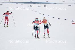 04.03.2021, Oberstdorf, Germany (GER): Natalia Nepryaeva (RSF), Helene Marie Fossesholm (NOR), Therese Johaug (NOR), (l-r)  - FIS nordic world ski championships cross-country, 4x5km women, Oberstdorf (GER). www.nordicfocus.com. © Modica/NordicFocus. Every downloaded picture is fee-liable.