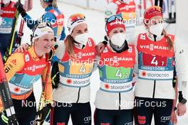 04.03.2021, Oberstdorf, Germany (GER): Victoria Carl (GER), Pia Fink (GER), Katharina Hennig (GER), Laura Gimmler (GER), (l-r)  - FIS nordic world ski championships cross-country, 4x5km women, Oberstdorf (GER). www.nordicfocus.com. © Modica/NordicFocus. Every downloaded picture is fee-liable.