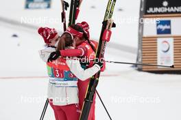04.03.2021, Oberstdorf, Germany (GER): Yulia Stupak (RSF), Yana Kirpichenko (RSF), Natalia Nepryaeva (RSF), (l-r)  - FIS nordic world ski championships cross-country, 4x5km women, Oberstdorf (GER). www.nordicfocus.com. © Modica/NordicFocus. Every downloaded picture is fee-liable.