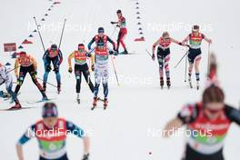 04.03.2021, Oberstdorf, Germany (GER): Jasmi Joensuu (FIN), Laura Gimmler (GER), Charlotte Kalla (SWE), Katharina Hennig (GER), Heidi Weng (NOR), (l-r), Hailey Swirbul (USA), Sadie Maubet Bjornsen (USA) - FIS nordic world ski championships cross-country, 4x5km women, Oberstdorf (GER). www.nordicfocus.com. © Modica/NordicFocus. Every downloaded picture is fee-liable.
