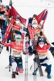 04.03.2021, Oberstdorf, Germany (GER): Helene Marie Fossesholm (NOR), Tiril Udnes Weng (NOR), Therese Johaug (NOR), Heidi Weng (NOR), (l-r)  - FIS nordic world ski championships cross-country, 4x5km women, Oberstdorf (GER). www.nordicfocus.com. © Modica/NordicFocus. Every downloaded picture is fee-liable.