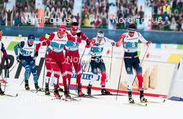 27.02.2021, Oberstdorf, Germany (GER): Alexander Bolshunov (RSF), Evgeniy Belov (RSF), Simen Hegstad Krueger (NOR), Emil Iversen (NOR), (l-r)  - FIS nordic world ski championships cross-country, skiathlon men, Oberstdorf (GER). www.nordicfocus.com. © Modica/NordicFocus. Every downloaded picture is fee-liable.
