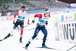 27.02.2021, Oberstdorf, Germany (GER): Johannes Hoesflot Klaebo (NOR), Andrew Musgrave (GBR), (l-r)  - FIS nordic world ski championships cross-country, skiathlon men, Oberstdorf (GER). www.nordicfocus.com. © Modica/NordicFocus. Every downloaded picture is fee-liable.