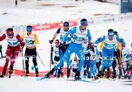 27.02.2021, Oberstdorf, Germany (GER): Ivan Yakimushkin (RSF), Jonas Dobler (GER), Jason Rueesch (SUI), Simone Dapra (ITA), Giandomenico Salvadori (ITA), (l-r)  - FIS nordic world ski championships cross-country, skiathlon men, Oberstdorf (GER). www.nordicfocus.com. © Modica/NordicFocus. Every downloaded picture is fee-liable.