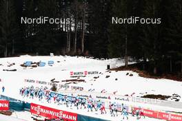 27.02.2021, Oberstdorf, Germany (GER): The field of all skiathlon athletes leaves the stadium  - FIS nordic world ski championships cross-country, skiathlon men, Oberstdorf (GER). www.nordicfocus.com. © Modica/NordicFocus. Every downloaded picture is fee-liable.