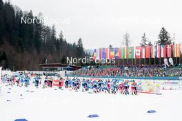 27.02.2021, Oberstdorf, Germany (GER): Start of the womens skiathlon race at the FIS Nordic World Ski Championships  - FIS nordic world ski championships cross-country, skiathlon women, Oberstdorf (GER). www.nordicfocus.com. © Modica/NordicFocus. Every downloaded picture is fee-liable.