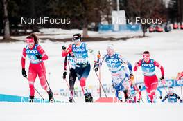 27.02.2021, Oberstdorf, Germany (GER): Natalia Nepryaeva (RSF), Heidi Weng (NOR), Emma Ribom (SWE), Yulia Stupak (RSF), (l-r)  - FIS nordic world ski championships cross-country, skiathlon women, Oberstdorf (GER). www.nordicfocus.com. © Modica/NordicFocus. Every downloaded picture is fee-liable.