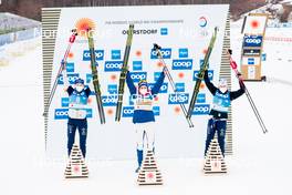 27.02.2021, Oberstdorf, Germany (GER): Frida Karlsson (SWE), Therese Johaug (NOR), Ebba Andersson (SWE), (l-r)  - FIS nordic world ski championships cross-country, skiathlon women, Oberstdorf (GER). www.nordicfocus.com. © Modica/NordicFocus. Every downloaded picture is fee-liable.
