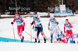 27.02.2021, Oberstdorf, Germany (GER): Natalia Nepryaeva (RSF), Heidi Weng (NOR), Emma Ribom (SWE), Yulia Stupak (RSF), (l-r)  - FIS nordic world ski championships cross-country, skiathlon women, Oberstdorf (GER). www.nordicfocus.com. © Modica/NordicFocus. Every downloaded picture is fee-liable.