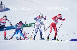 28.02.2021, Oberstdorf, Germany (GER): Tiril Udnes Weng (NOR), Krista Parmakoski (FIN), Maja Dahlqvist (SWE), Yulia Stupak (RSF), (l-r)  - FIS nordic world ski championships cross-country, team sprint, Oberstdorf (GER). www.nordicfocus.com. © Modica/NordicFocus. Every downloaded picture is fee-liable.