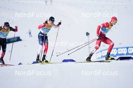 28.02.2021, Oberstdorf, Germany (GER): Graham Ritchie (CAN), Johannes Hoesflot Klaebo (NOR), Gleb Retivykh (RSF), (l-r)  - FIS nordic world ski championships cross-country, team sprint, Oberstdorf (GER). www.nordicfocus.com. © Modica/NordicFocus. Every downloaded picture is fee-liable.